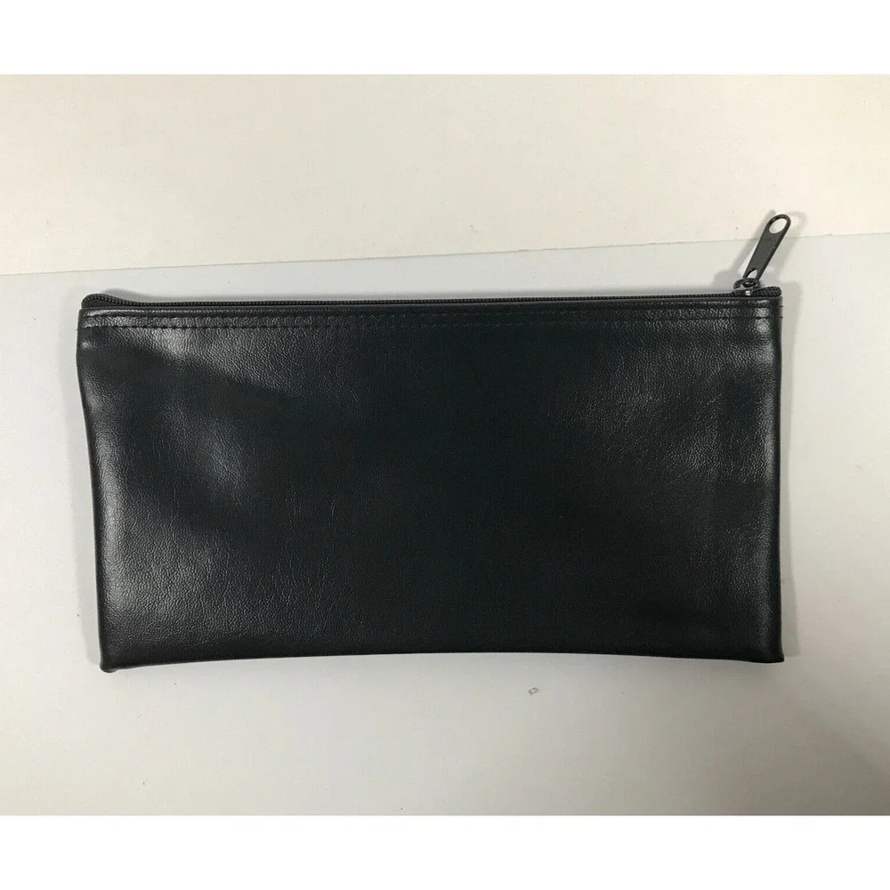 Tri-Chem Go For The Goal Star Graphic Zipper Pouch Black Gold Faux Leather Bag